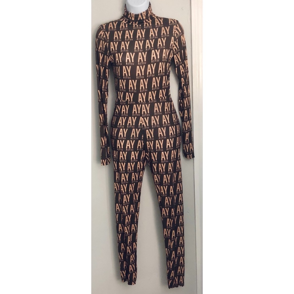 Printed High Neck Long Sleeve Jumpsuit